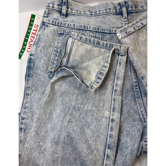 NWT Stefano Vintage High Waisted Acid Wash Jeans Womens Crop Denim 90s Style - Picture 11 of 11